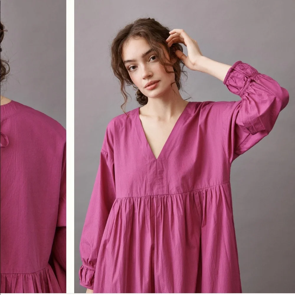 Anthropologie Magenta Tiered Midi Dress - Picture 4 of 7